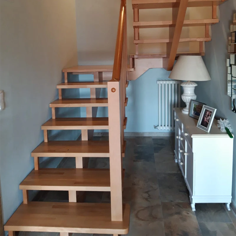 Escaleras de tramos rectos de madera maciza